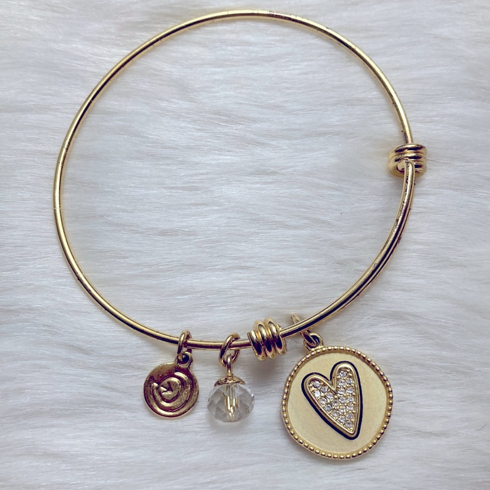 Love This Life Gold Bangle with Charms